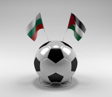 Bulgaristan - Filistin Futbol Bayrakları, Beyaz Arkaplan - 3D Hazırlama