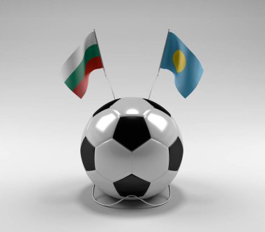 Bulgaristan - Palau Futbol Bayrakları, Beyaz Arkaplan - 3D Hazırlama