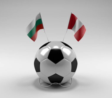 Bulgaristan - Peru Futbol Bayrakları, Beyaz Arkaplan - 3D Hazırlama