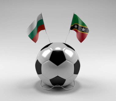 Bulgaristan - Saint-Kitts-and-Nevis Futbol Bayrakları, Beyaz Arkaplan - 3D Render
