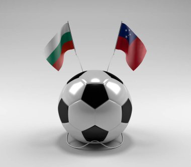 Bulgaristan - Samoa Futbol Bayrakları, Beyaz Arkaplan - 3D Render