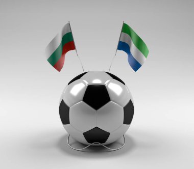 Bulgaristan - Sierra-Leone Futbol Bayrakları, Beyaz Arkaplan - 3D Render