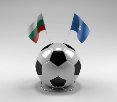 Bulgaristan - Somali Futbol Bayrakları, Beyaz Arkaplan - 3D Hazırlama