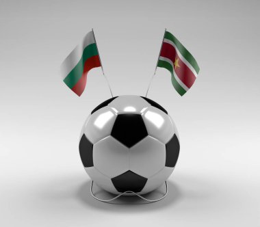 Bulgaristan - Surinam Futbol Bayrakları, Beyaz Arkaplan - 3D Render