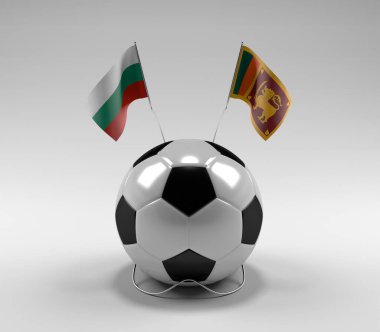 Bulgaristan - Sri-Lanka Futbol Bayrakları, Beyaz Arkaplan - 3D Render