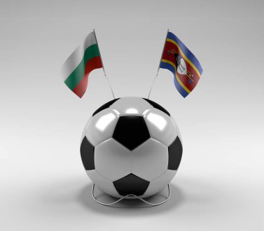 Bulgaristan - Svaziland Futbol Bayrakları, Beyaz Arkaplan - 3D Render