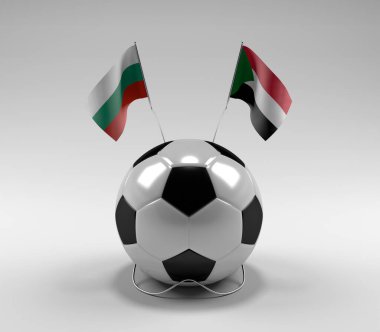 Bulgaristan - Sudan Futbol Bayrakları, Beyaz Arkaplan - 3D Hazırlama