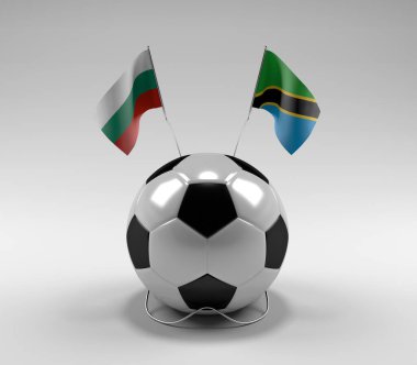 Bulgaristan - Tanzanya Futbol Bayrakları, Beyaz Arkaplan - 3D Render