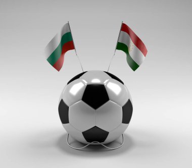 Bulgaristan - Tacikistan Futbol Bayrakları, Beyaz Arkaplan - 3D Render