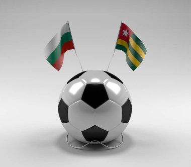 Bulgaristan - Togo Futbol Bayrakları, Beyaz Arkaplan - 3D Hazırlama