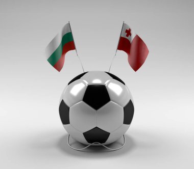 Bulgaristan - Tonga Futbol Bayrakları, Beyaz Arkaplan - 3D Hazırlama