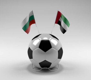 Bulgaristan - Birleşik Arap-Emirlikleri Futbol Bayrakları, Beyaz Arkaplan - 3D Render