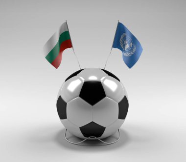 Bulgaristan - Birleşmiş Milletler Bayrakları, Beyaz Arkaplan - 3D Render