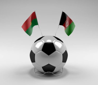 Burkina-Faso - Afganistan Futbol Bayrakları, Beyaz Arkaplan - 3D Render