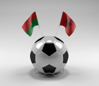 Burkina-Faso - Arnavutluk Futbol Bayrakları, Beyaz Arkaplan - 3D Render