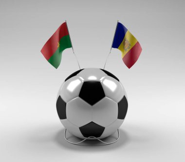 Burkina-Faso - Andorra Futbol Bayrakları, Beyaz Arkaplan - 3D Render