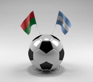 Burkina-Faso - Arjantin Futbol Bayrakları, Beyaz Arkaplan - 3D Render