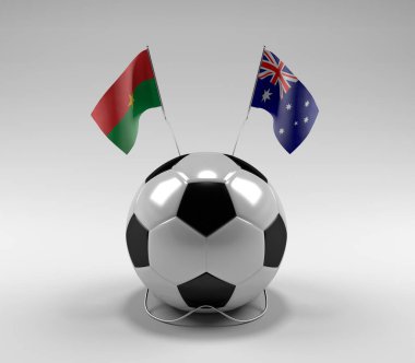 Burkina-Faso - Avustralya Futbol Bayrakları, Beyaz Arkaplan - 3D Render
