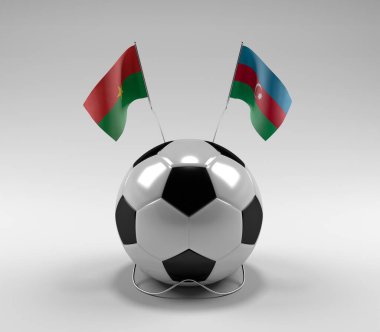 Burkina-Faso - Azerbaycan Futbol Bayrakları, Beyaz Arkaplan - 3D Render