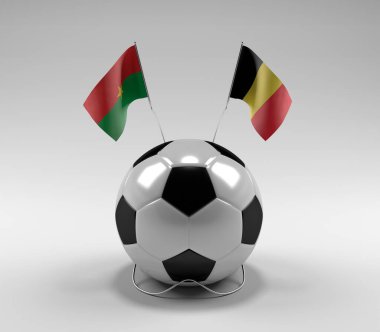 Burkina-Faso - Belçika Futbol Bayrakları, Beyaz Arkaplan - 3D Render