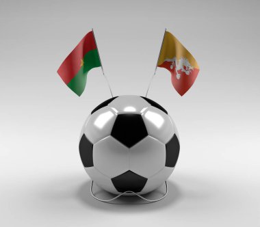 Burkina-Faso - Butan Futbol Bayrakları, Beyaz Arkaplan - 3D Render