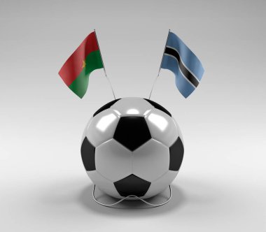 Burkina-Faso - Botswana Futbol Bayrakları, Beyaz Arkaplan - 3D Render