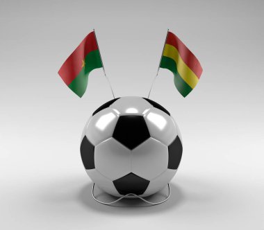 Burkina-Faso - Bolivya Futbol Bayrakları, Beyaz Arkaplan - 3D Render