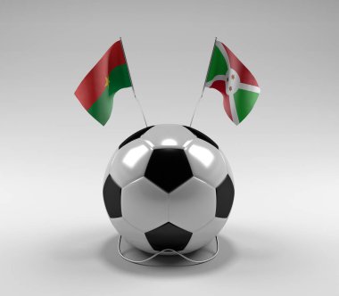 Burkina-Faso - Burundi Futbol Bayrakları, Beyaz Arkaplan - 3D Render