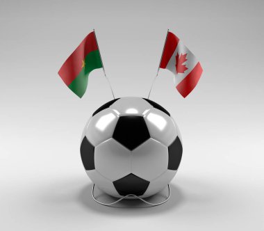 Burkina-Faso - Kanada Futbol Bayrakları, Beyaz Arkaplan - 3D Render