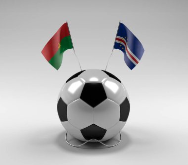 Burkina-Faso - Cape-Verde Futbol Bayrakları, Beyaz Arkaplan - 3D Render