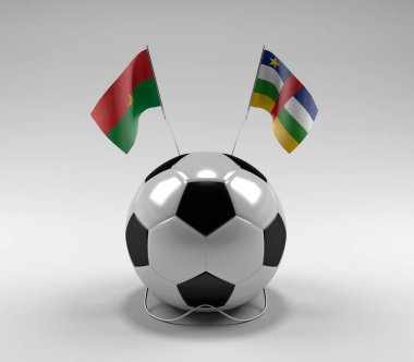 Burkina-Faso - Orta Afrika Cumhuriyeti Futbol Bayrakları, Beyaz Arkaplan - 3D Render