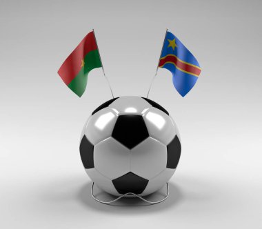 Burkina-Faso - Kongo Demokratik Cumhuriyeti Futbol Bayrakları, Beyaz Arkaplan - 3D Render