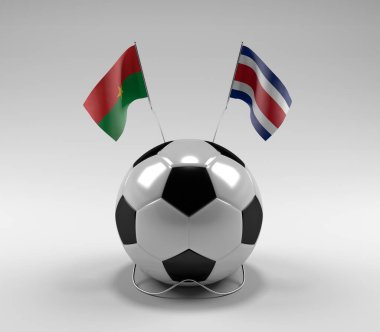 Burkina-Faso - Kosta Rika Futbol Bayrakları, Beyaz Arkaplan - 3D Render
