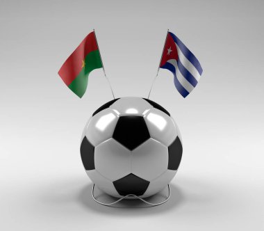 Burkina-Faso - Küba Futbol Bayrakları, Beyaz Arkaplan - 3D Render