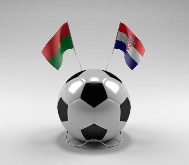 Burkina-Faso - Hırvatistan Futbol Bayrakları, Beyaz Arkaplan - 3D Render