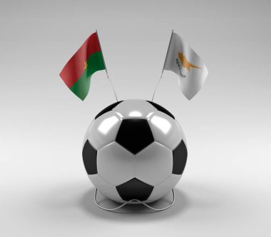 Burkina-Faso - Kıbrıs Futbol Bayrakları, Beyaz Arkaplan - 3D Render