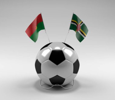 Burkina-Faso - Dominica Futbol Bayrakları, Beyaz Arkaplan - 3D Render