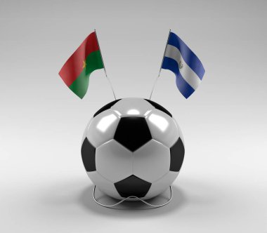 Burkina-Faso - El-Salvador Futbol Bayrakları, Beyaz Arkaplan - 3D Render