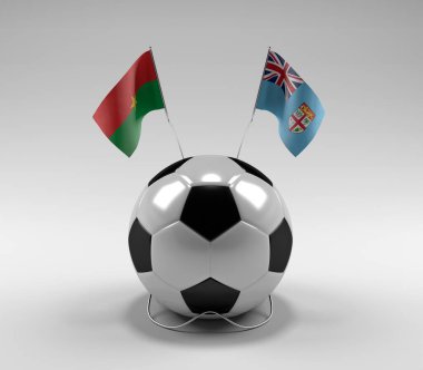 Burkina-Faso - Fiji Futbol Bayrakları, Beyaz Arkaplan - 3D Render
