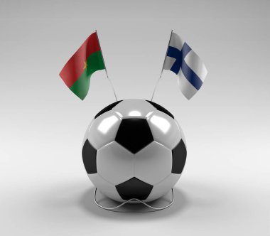 Burkina-Faso - Finlandiya Futbol Bayrakları, Beyaz Arkaplan - 3D Render