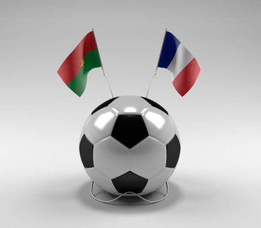 Burkina-Faso - Fransa Futbol Bayrakları, Beyaz Arkaplan - 3D Render