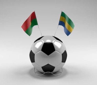 Burkina-Faso - Gabon Futbol Bayrakları, Beyaz Arkaplan - 3D Render