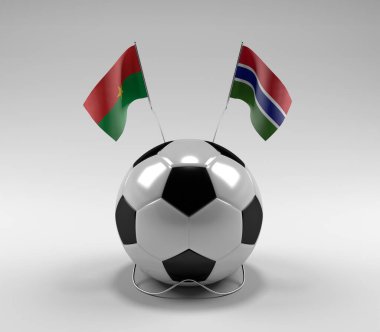Burkina-Faso - Gambiya Futbol Bayrakları, Beyaz Arkaplan - 3D Render
