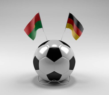 Burkina-Faso - Almanya Futbol Bayrakları, Beyaz Arkaplan - 3D Render