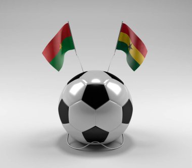 Burkina-Faso - Gana Futbol Bayrakları, Beyaz Arkaplan - 3D Render