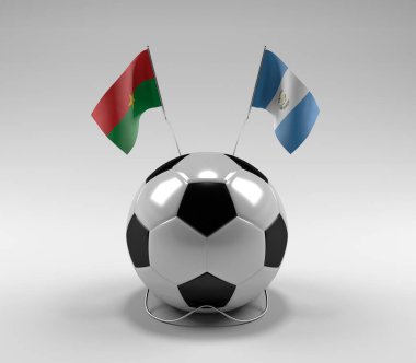 Burkina-Faso - Guatemala Futbol Bayrakları, Beyaz Arkaplan - 3D Render