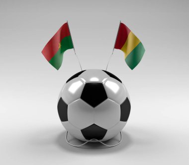 Burkina-Faso - Gine Futbol Bayrakları, Beyaz Arkaplan - 3D Render