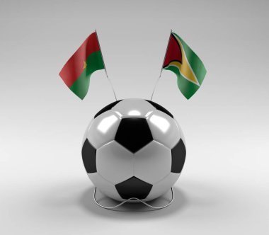 Burkina-Faso - Guyana Futbol Bayrakları, Beyaz Arkaplan - 3D Render