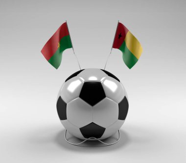 Burkina-Faso - Gine-Bissau Futbol Bayrakları, Beyaz Arkaplan - 3D Render