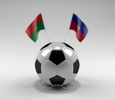 Burkina-Faso - Haiti Futbol Bayrakları, Beyaz Arkaplan - 3D Render